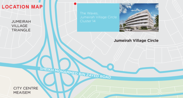 map to The Waves - Jumeirah Village Circle
