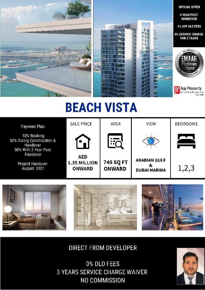 Special Offer Emaar Beach Vista. Exclusive apartments in Dubai overlooking the sea with Private Beach