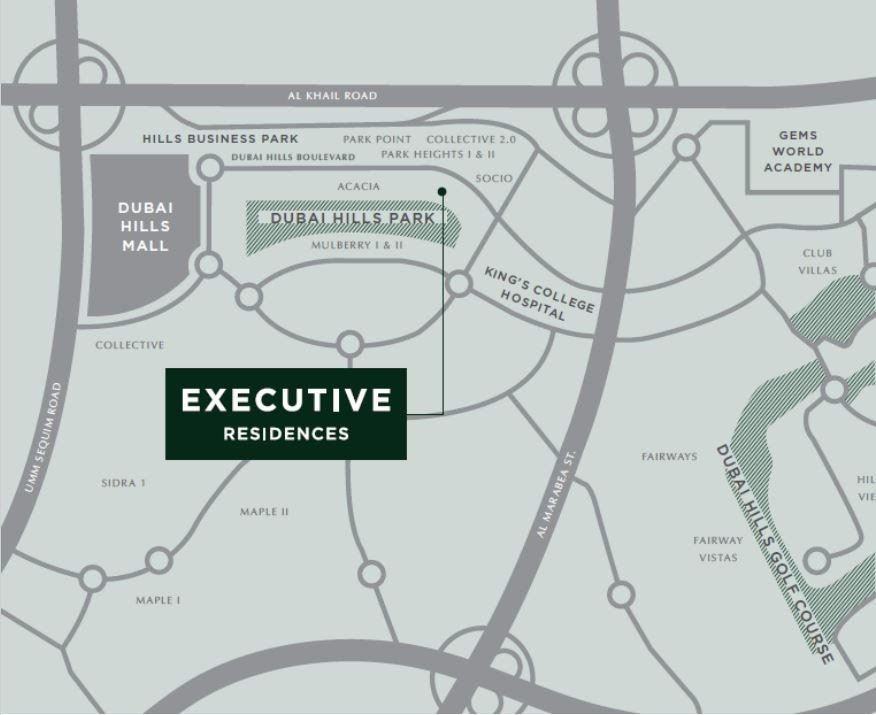 Executive Residences at Dubai Hills Estate by Emaar - Location Map