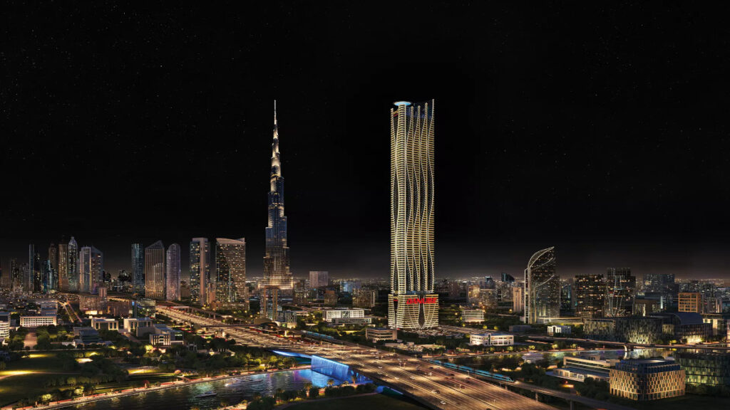night view showing Burj Khalifa - Bayz 102 by Danube Properties