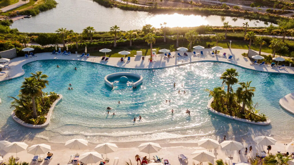 Malibu Bay wave pool with beach-style setting