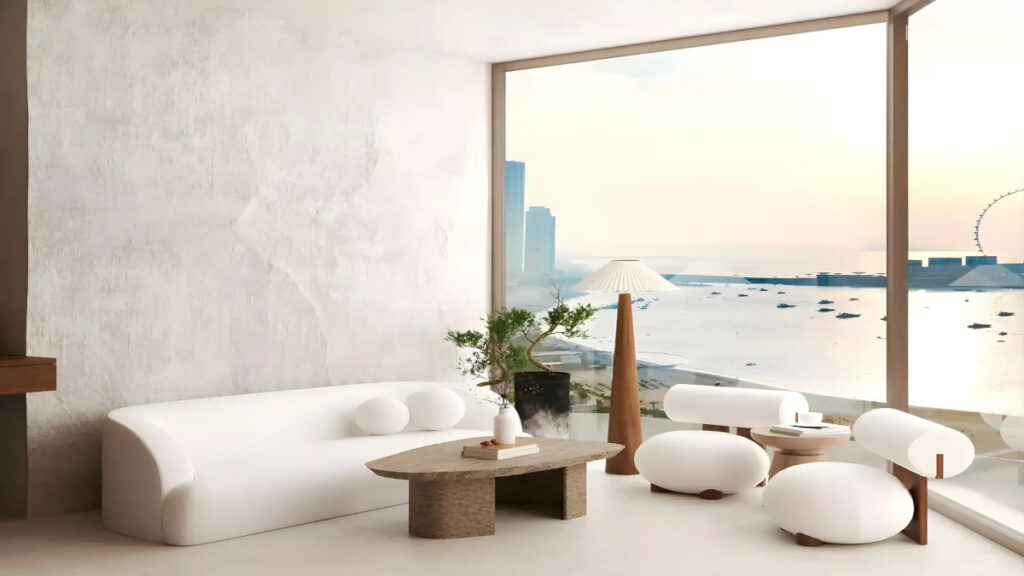 living room with view of Ain Dubai