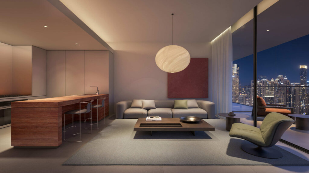 living room and open kitchen