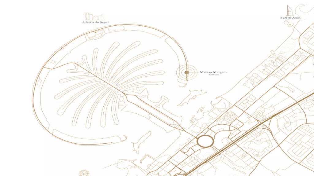 Maison Margiela Residences location on Palm Jumeirah map