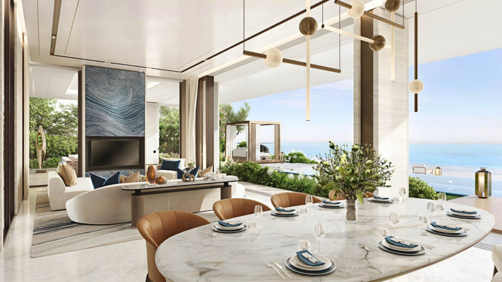 dining room and living room - view of the sea