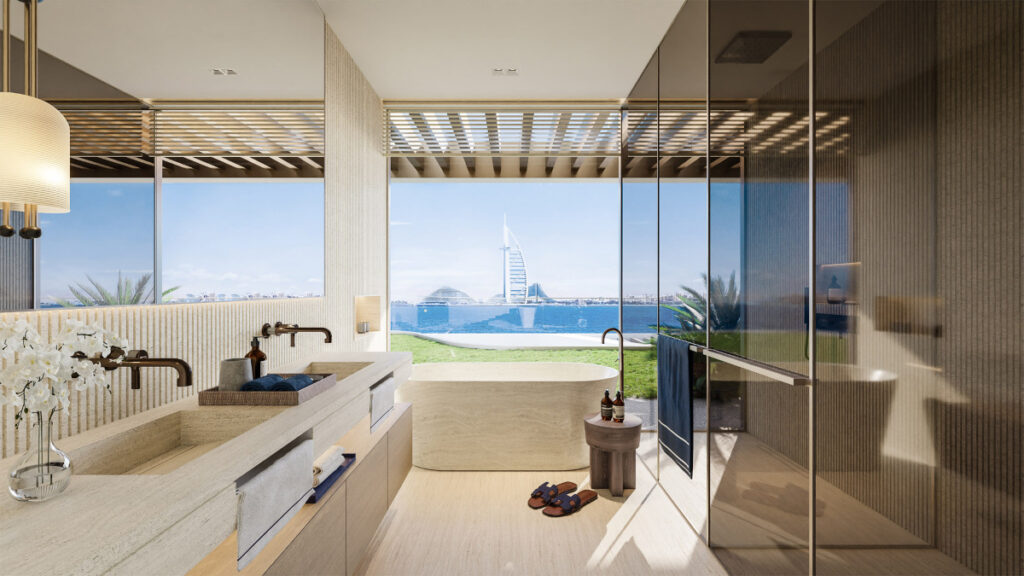bathroom - view of Burj Al Arab from the window
